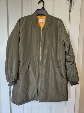Active USA Olive Green Bomber Jacket with Orange Lining